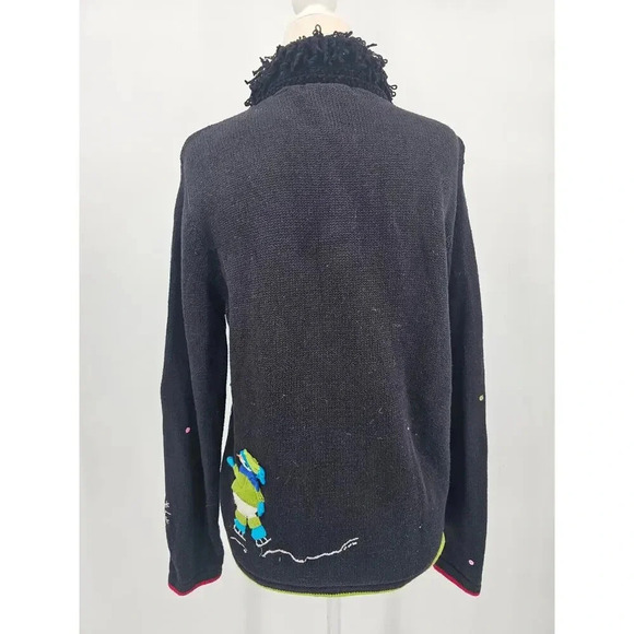 Karen Scott Sport Women's S Black Christmas Snowman Zip Up Holiday Sweater - Picture 3 of 8